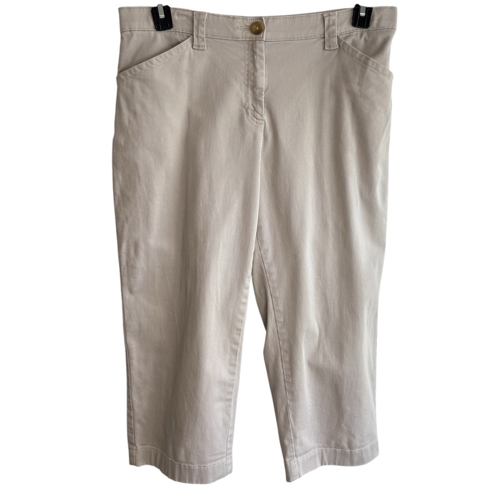 LL Bean Womens Size 12 P Capri Stretch Khaki Chinos Cropped Pant Classic Comfort